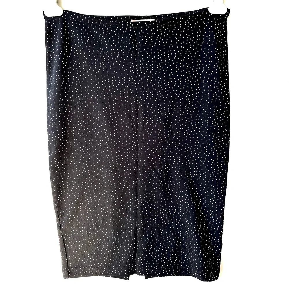 Philosophy Stretch Pencil Skirt, Black + white dots, size L